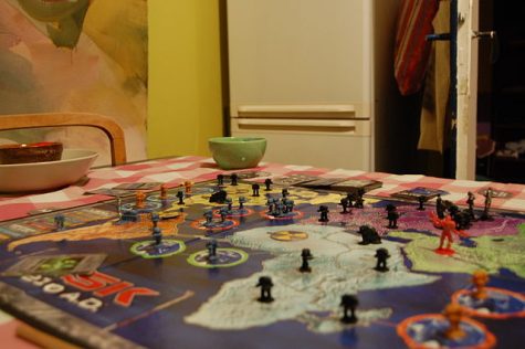 A set-up of the board game Risk