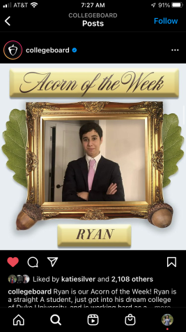 Senior Ryan Silver named College Boards Acorn of the Week