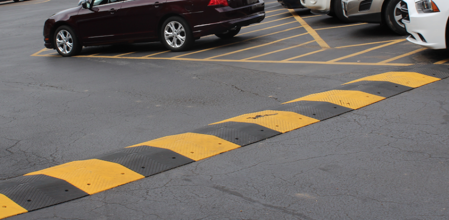 New speed bumps help ensure the safety in the parking lot for Ladue students and faculty.