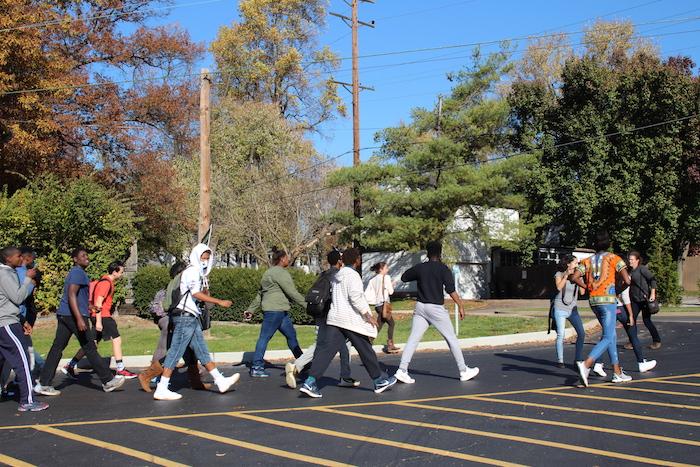 Ladue students leave school to protest at Administrative Center