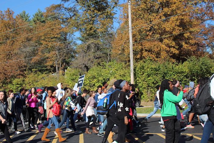 Ladue students leave school to protest at Administrative Center