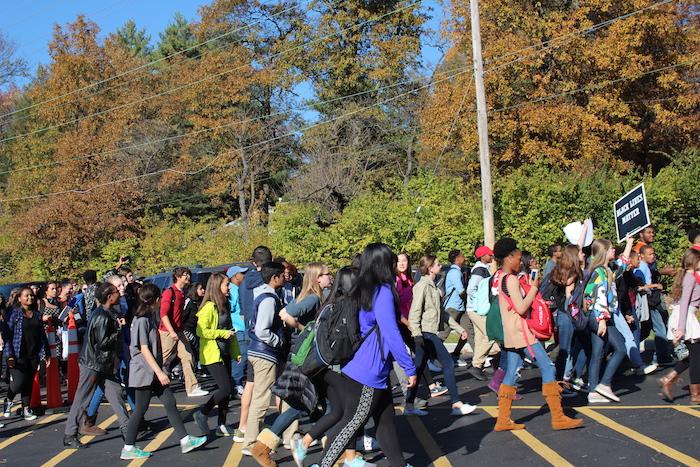 Ladue students leave school to protest at Administrative Center