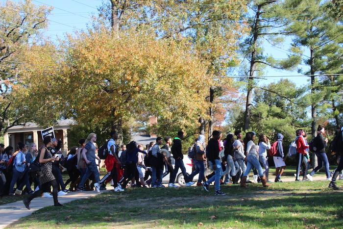 Ladue students leave school to protest at Administrative Center