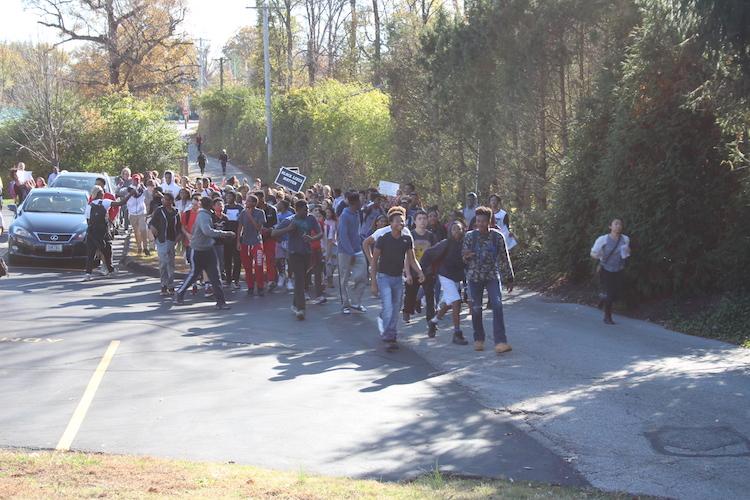 Ladue students leave school to protest at Administrative Center