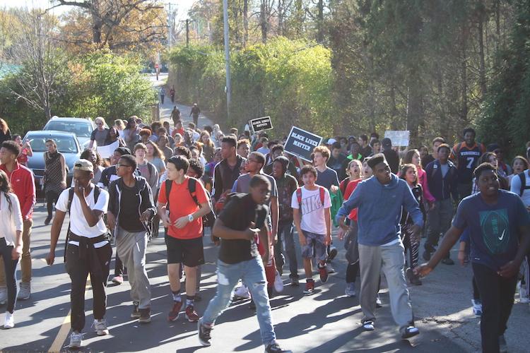 Ladue students leave school to protest at Administrative Center