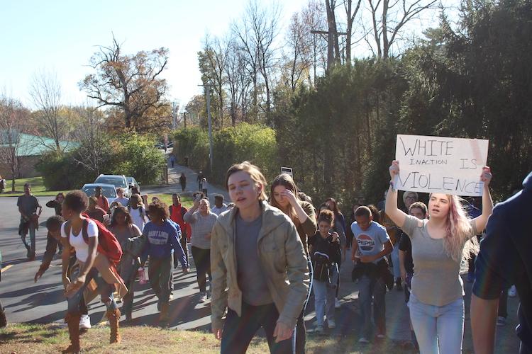 Ladue students leave school to protest at Administrative Center