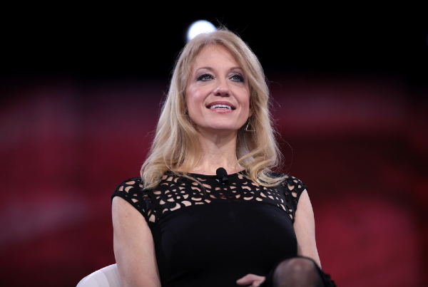 At a 2016 Conservative Political Action Conference, Kellyanne Conway speaks to the crowd. 