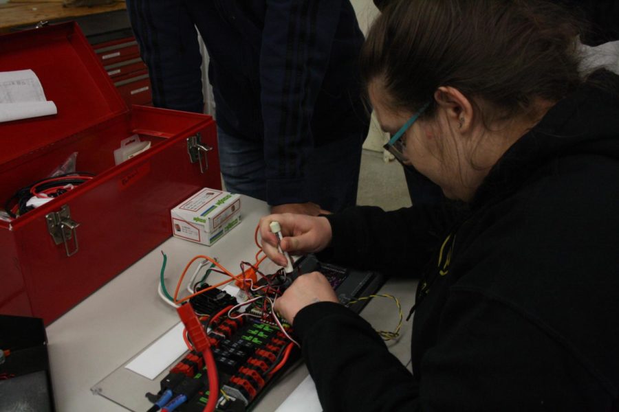 Junior Megan Ross develops the electrical part of the robot so that is can run.
Friday, Feb. 9