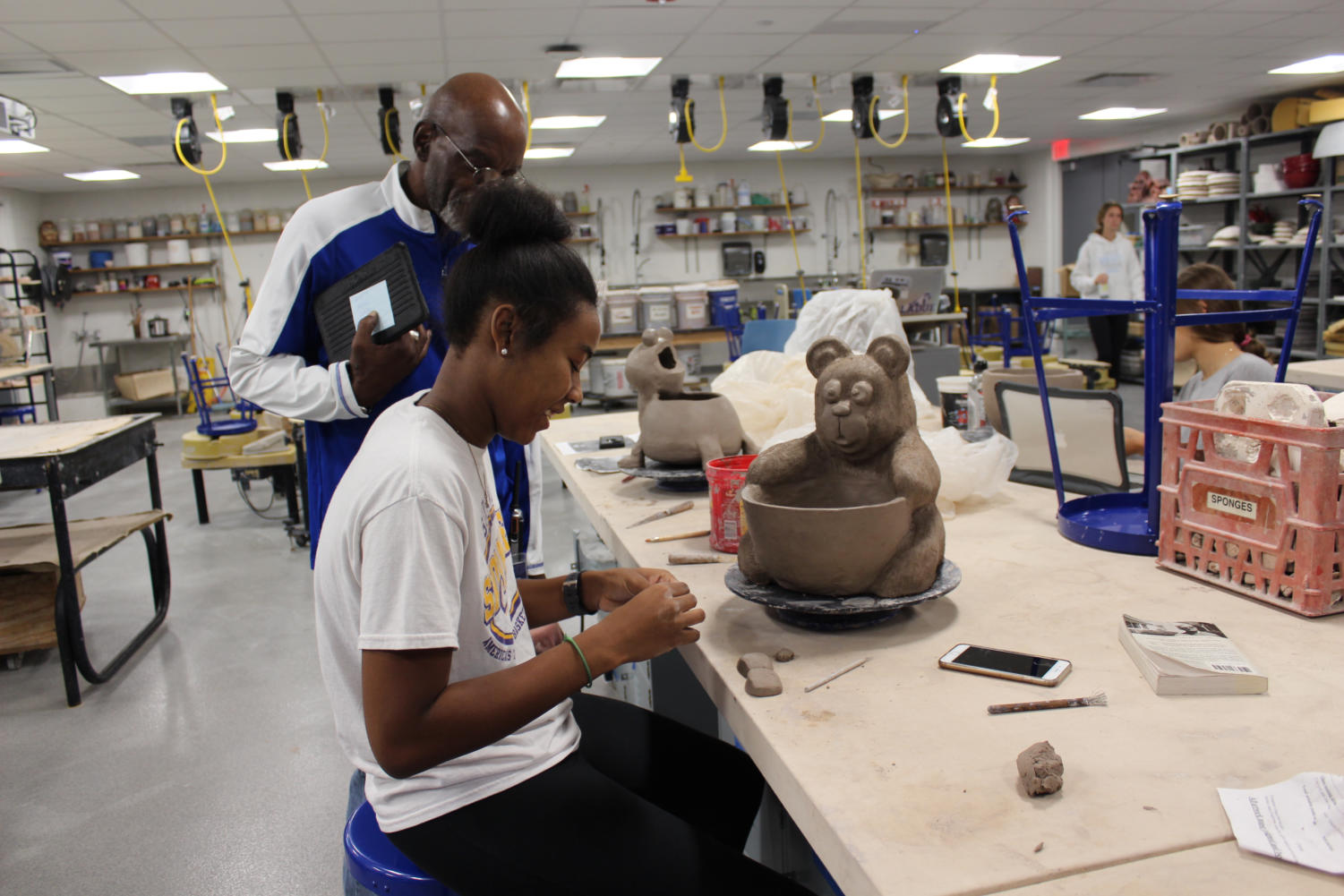 9/27 Ceramics II Works on Planter Projects