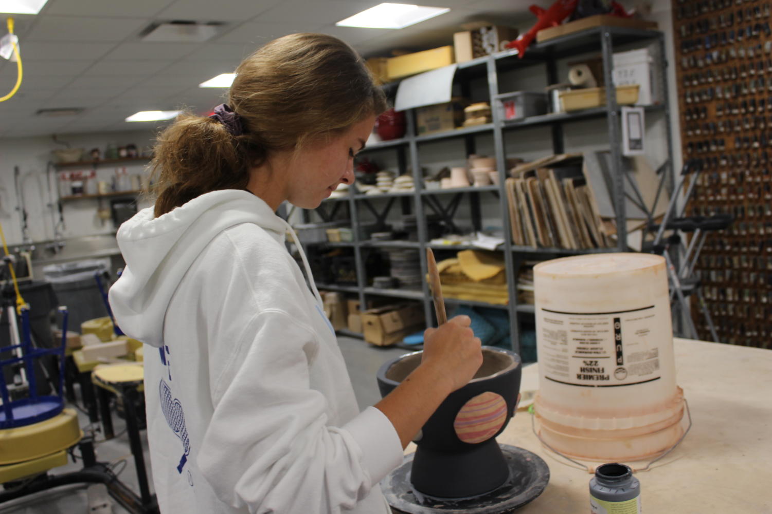 9/27 Ceramics II Works on Planter Projects