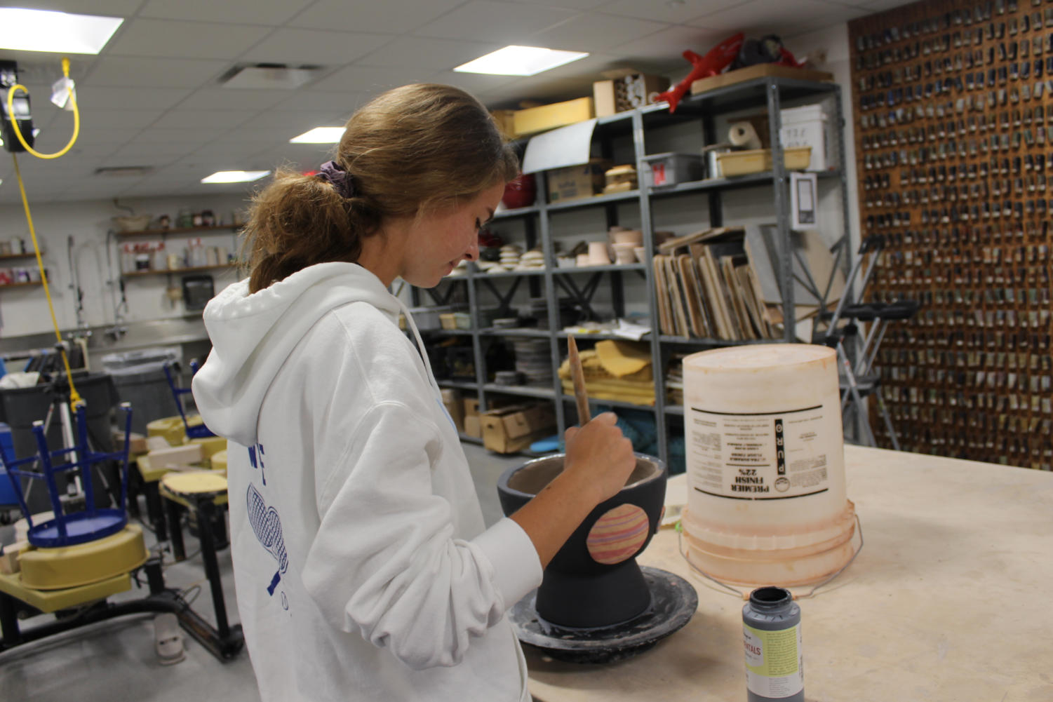 9/27 Ceramics II Works on Planter Projects