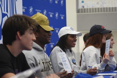 Ladues collegiate athletes signing day allows athletes family, coaches and friends to celebrate students signing onto play sports in college.