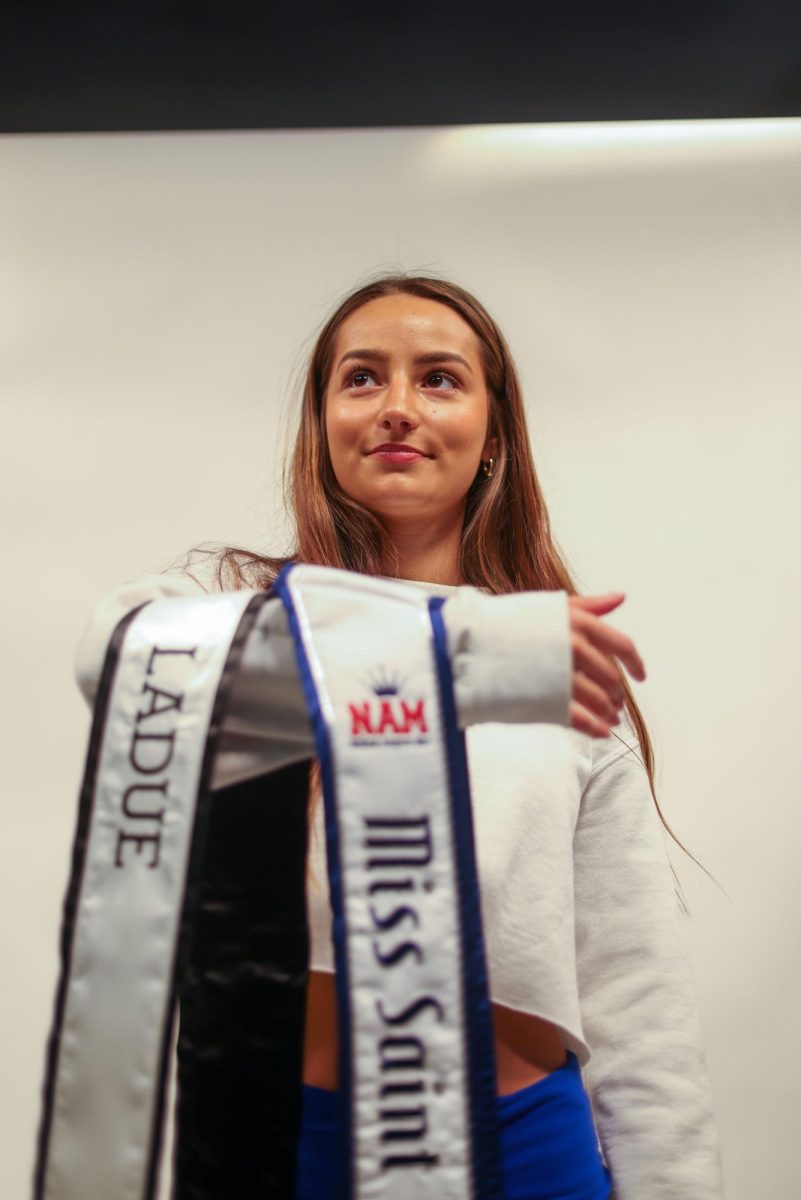 Holding her most prized possessions, Talya Weinstein presents her sashes, gear and award pins from various  National American Miss competitions over the course of the year. Talya first won Miss Ladue, then continued on to win Miss Saint Louis, and finally earned her spot to go to the national competition. Talya was excited to present herself in front of a national panel and got to see her pageant friends that shes made along the way who make the long pageant days easier. “Miss Missouri Teen USA was my favorite because I bonded with these girls on a different level,” Talya said. “Most of the girls are very friendly and easy to talk to, and I have a lot of friendships with the girls from the pageants I compete in. I communicate with my pageant friends weekly.”