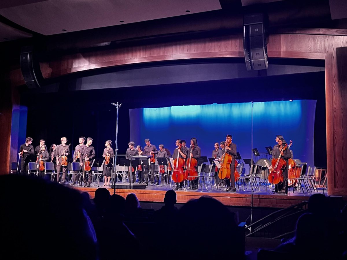 Ladue Chamber orchestra stands at the end of their concert. This was co-concertmaster Micky Chyus (12) final fall concert. This was my 14th concert at Ladue, Chyu said.