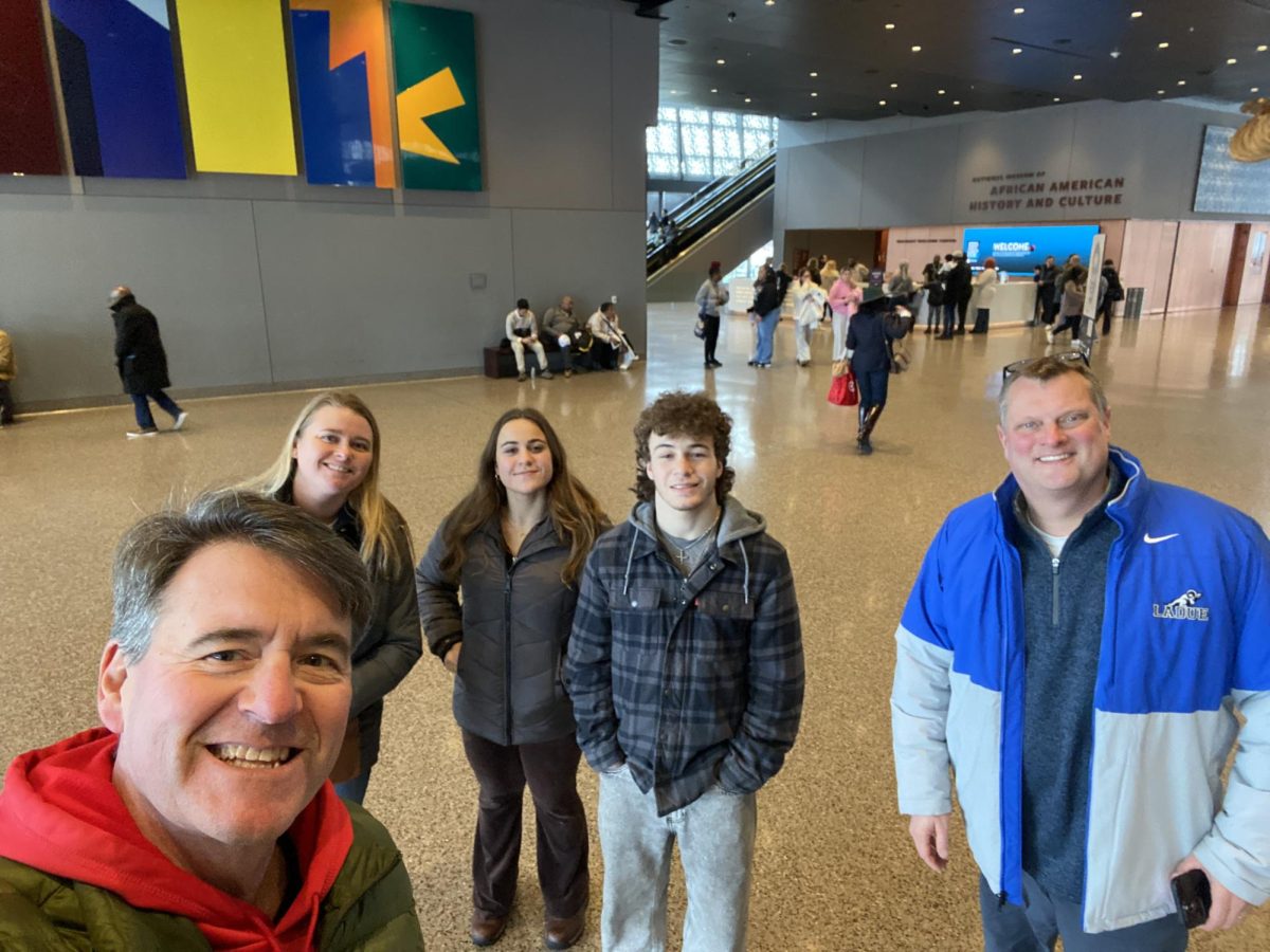 Social studies teachers Mike Hill and Riley Keltner, Principal Brad Griffith, Logan Elick (12) and Reese Elick (12) traveled to see the Lincoln Memorial. “I didn’t get to see the inauguration, but I learned a lot of history about our country,” Reese said. 